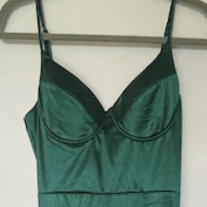 Fashion Nova Large Emerald Green Satin Gown